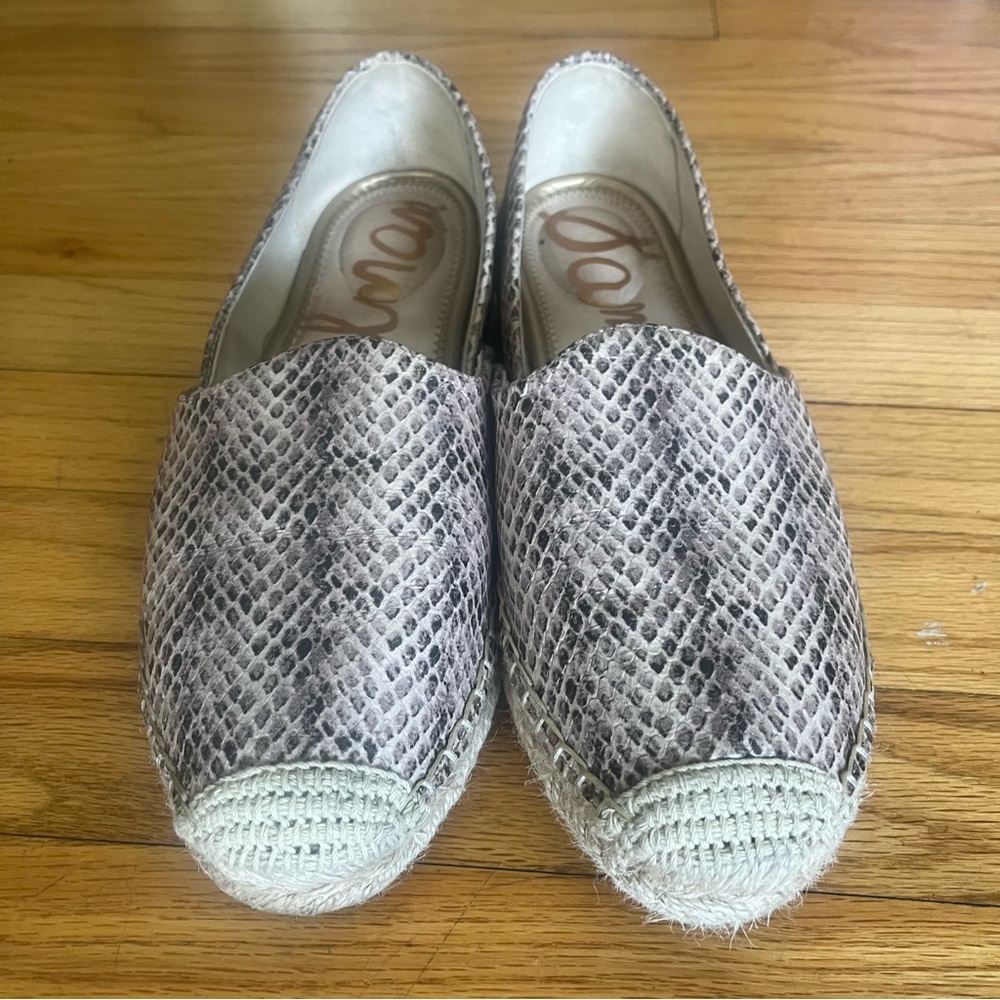 Sam Edelman Gray Espadrilles with Snakeskin Pattern